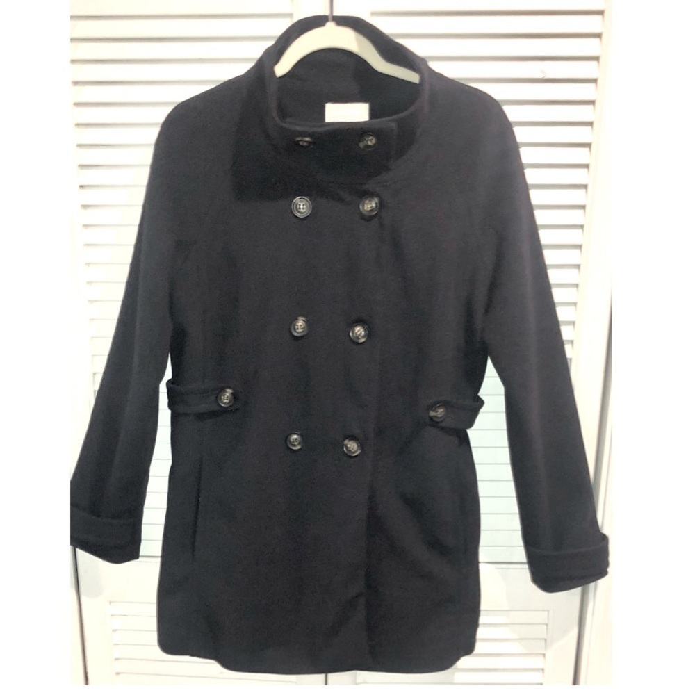 Forever 21 Double Breasted Coat Black Latge